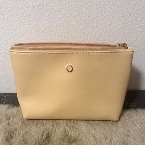 Bulgari Pale Yellow Leather Cosmetic Pouch with Gold Accent